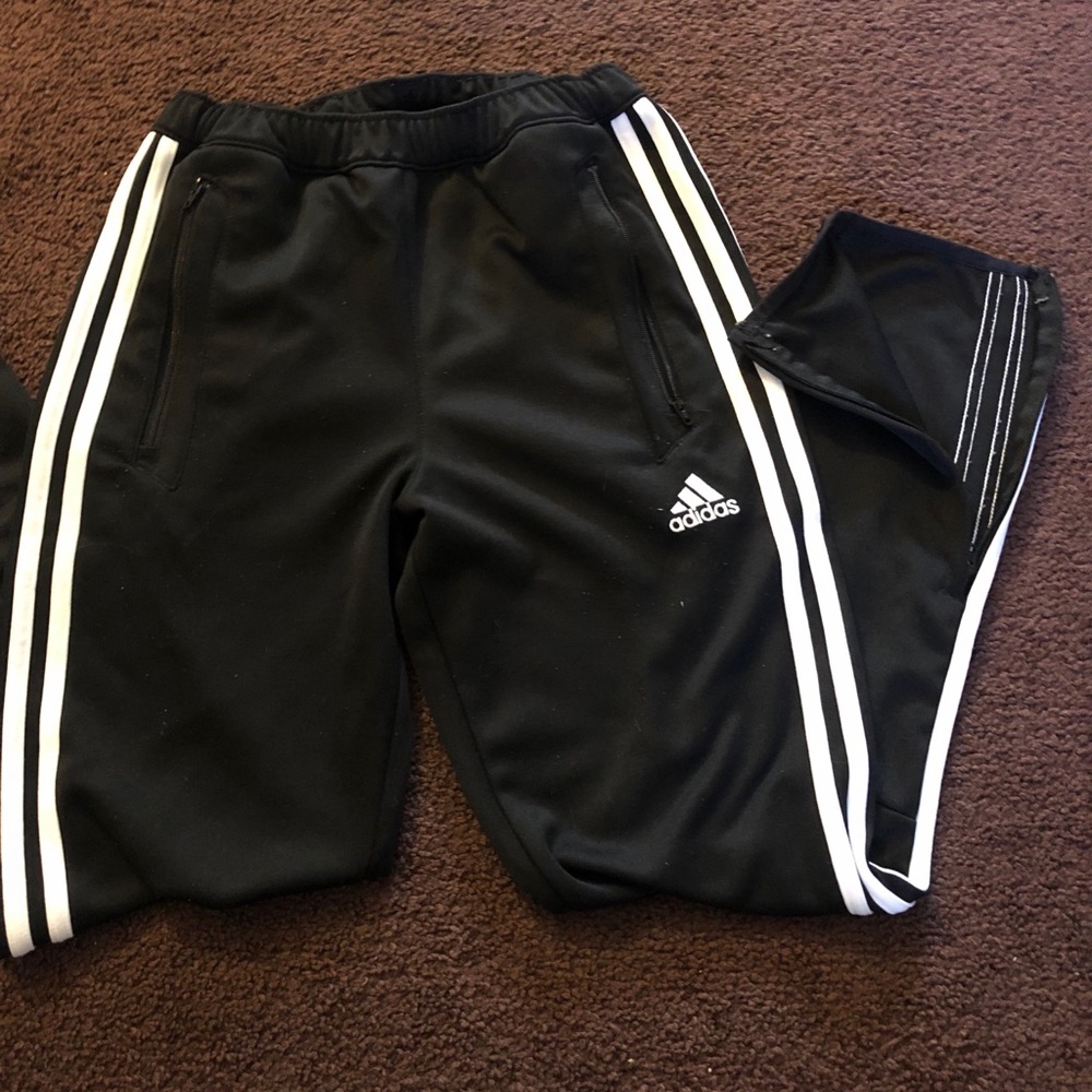 Adidas Black Track pants zipper at bottom